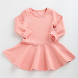 Long Sleeved Fit & Flare Dress Baby Girl Toddler (Available in Black, Lavender, Rose, Yellow and Gray)