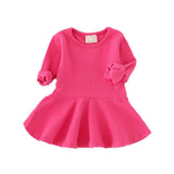 Long Sleeved Fit & Flare Dress Baby Girl Toddler (Available in Black, Lavender, Rose, Yellow and Gray)