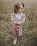 Sleeveless Ruffled Shoulder Knit Jumpsuit Baby Girl & Toddler (Pink)