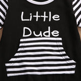 Little Dude - Striped Jumpsuit Baby Boy and Toddler (White & Black)