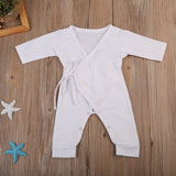 Side Tie Long Sleeve Jumpsuit Baby Girl (Available in Gray or White)