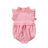 Ruffled Sleeveless Romper Baby Girl (Green/Brown/Pink)