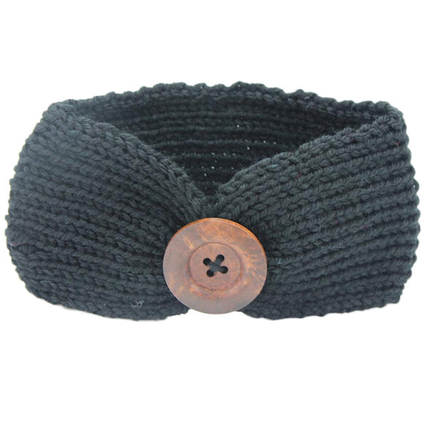 Crochet Turban Headband with Button  (Available in 6 colors)