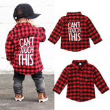 Can't Touch This - Unisex Baby & Toddler Plaid Flannel Shirt (Red, Black & White)