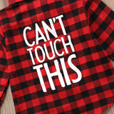 Can't Touch This - Unisex Baby & Toddler Plaid Flannel Shirt (Red, Black & White)