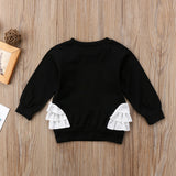 Swan Cartoon Tulle Trim Long Sleeve Pullover Sweatshirt Baby Girl and Toddler (Pink/Black)
