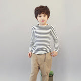 Striped Shirt with Cognac Elbow Patch Toddler Boy (Available in Navy Blue or Red)