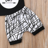 Mama's Boy - T-shirt and Harem Shorts 2pc. Set Baby Boy (Black/White)
