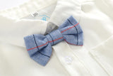 Long Sleeve Collar Onesie & Pants with Suspenders 2pc. Baby Boy and Toddler (White/Blue)