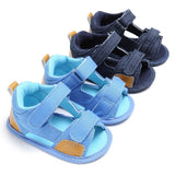 Canvas Double Strap Denim & Leather Baby Sandals (Light Blue or Dark Blue Wash)