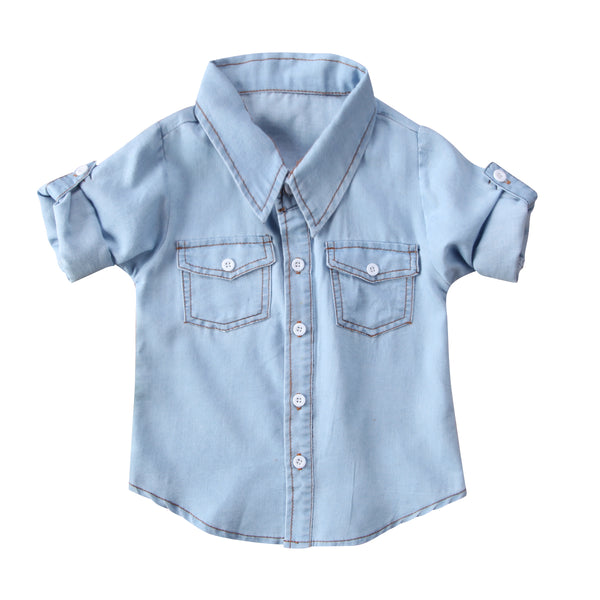 Denim Shirt Baby Girl and Toddler (Light Wash)