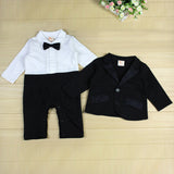 Baby's First Tuxedo Bow Tie Jumpsuit and Blazer 2pc. Clothing Set Baby Boy (Black & White)