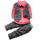 Plaid Little Gentlemen Bow Tie Collar Shirt, Vest & Pant 3 pc. Suit Baby Boy and Toddler (Available in 3 colors)