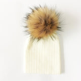 Vegan Fur Pom Knit Unisex Baby Hat (Available in 32 colors)