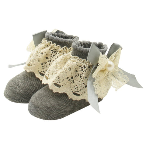 Lace Ankle Baby Socks (Available in Gray, White, Pink or Navy Blue)