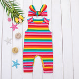 🌈 Striped Tank Jumpsuit with Headband 2pc. Set Baby Girl (Rainbow) 🌈