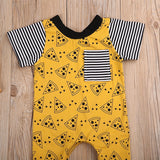 🍕 Pizza & Stripes Mod Print Short Sleeve Jumpsuit Baby Boy (Yellow & Black) 🍕