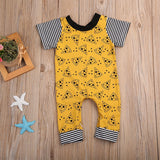 🍕 Pizza & Stripes Mod Print Short Sleeve Jumpsuit Baby Boy (Yellow & Black) 🍕