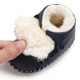 Vegan Leather & Fur Lined Boots Baby Shoes (Available in Brown, Navy Blue or White)