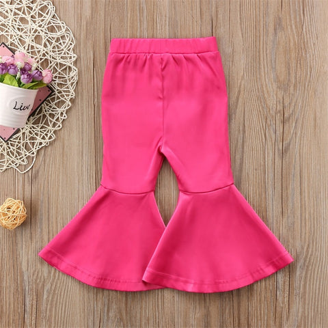 Stretch Flare Leg Bell Bottom Pants Toddler Girl (Available in Rose Red, Khaki or White)