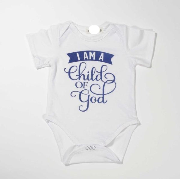 I am a Child of God ✝️ - Unisex Baby Onesie Bodysuit (White/Blue)