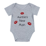 Auntie's New Man 💋 - Baby Boy Onesie Bodysuit (Gray & Red)
