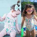 🌵 Cactus Swimsuit with Headband 2pc. Set Baby Girl and Toddler (Pink/Green) 🌵