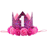 1st Birthday - Glitter Party Crown Hat 👸 Baby Girl (5 colors available)