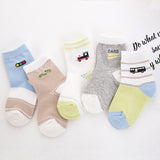 5 Pair Set Baby Boy Socks 🛥️✈️🚗⚓🐳(6 Color Sets)