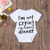 I'm Not Crying I'm Ordering Dinner 🍼 - Onesie Bodysuit Unisex Baby Boy Girl (White & Black)
