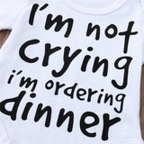 I'm Not Crying I'm Ordering Dinner 🍼 - Onesie Bodysuit Unisex Baby Boy Girl (White & Black)