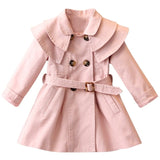 Double Breasted Belted Trench Coat with Flare Shoulders Toddler Girl (Khaki/Pink/Red)