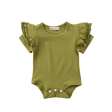 Short Ruffled Sleeve Onesie Bodysuit Baby Girl (Black/White/Gray/Pink/Turquoise Blue/Olive Green/Lavender/Burgundy)