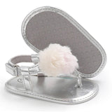 Metallic Thong Baby Sandals with Fur Pom Pom (Pink/Silver/Gold)
