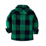 Plaid Flannel Lumberjack Collar Shirt & Distressed Jeans 2pc. Set Baby Boy Toddler (Kelly Green, Black & Denim)