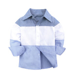 Colorblock Collar Shirt & Distressed Jeans 2pc. Set Toddler Boy (White & Blue)