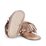 Fringe Thong Baby Sandals (Brown/Metallic)