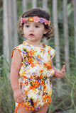 Floral Sleeveless Romper with Tassels Baby Girl (Orange Multi)