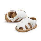Vegan Leather Baby Sandals with Rubber Sole (Gray/Pink/White)