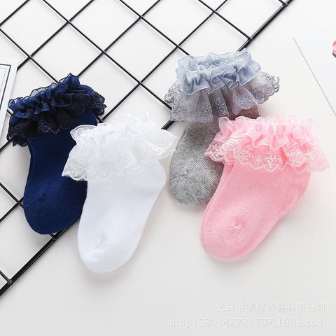 Lace Ankle Baby Socks (Available in White, Black, Navy Blue, Pink or Gray)