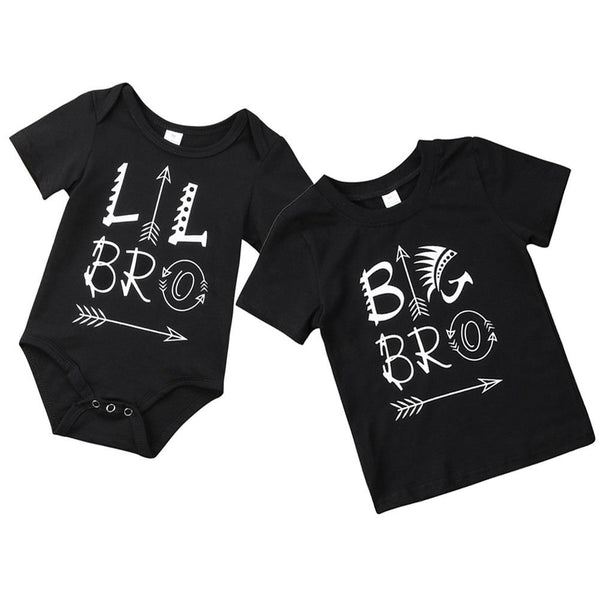 Lil Bro + Big Bro - Matching Family T-Shirts (Black & White)