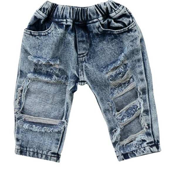 Unisex Distressed and Ripped Denim Jeans Baby and Toddler (Medium Sandwash)