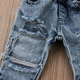Unisex Distressed and Ripped Denim Jeans Baby and Toddler (Medium Sandwash)
