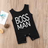 Boss Man - Sleeveless Onesie Romper Jumpsuit Baby Boy (Black & White)