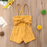 Striped Tie Back Romper Baby Girl and Toddler (White/Yellow/Black)