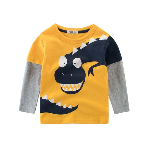 Dinosaur Print 🦖 Double T-Shirt Look Baby Boy (Available in Yellow or Green)