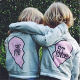Best Friends - Torn Heart 💔 Matching Bomber Jackets Baby Toddler Girl (Gray/Pink)