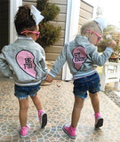 Best Friends - Torn Heart 💔 Matching Bomber Jackets Baby Toddler Girl (Gray/Pink)