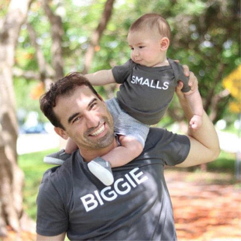 Biggie + Smalls - Unisex Matching Family T-Shirts (Gray & White)