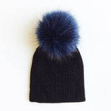 Vegan Fur Pom Knit Unisex Baby Hat (Available in 32 colors)